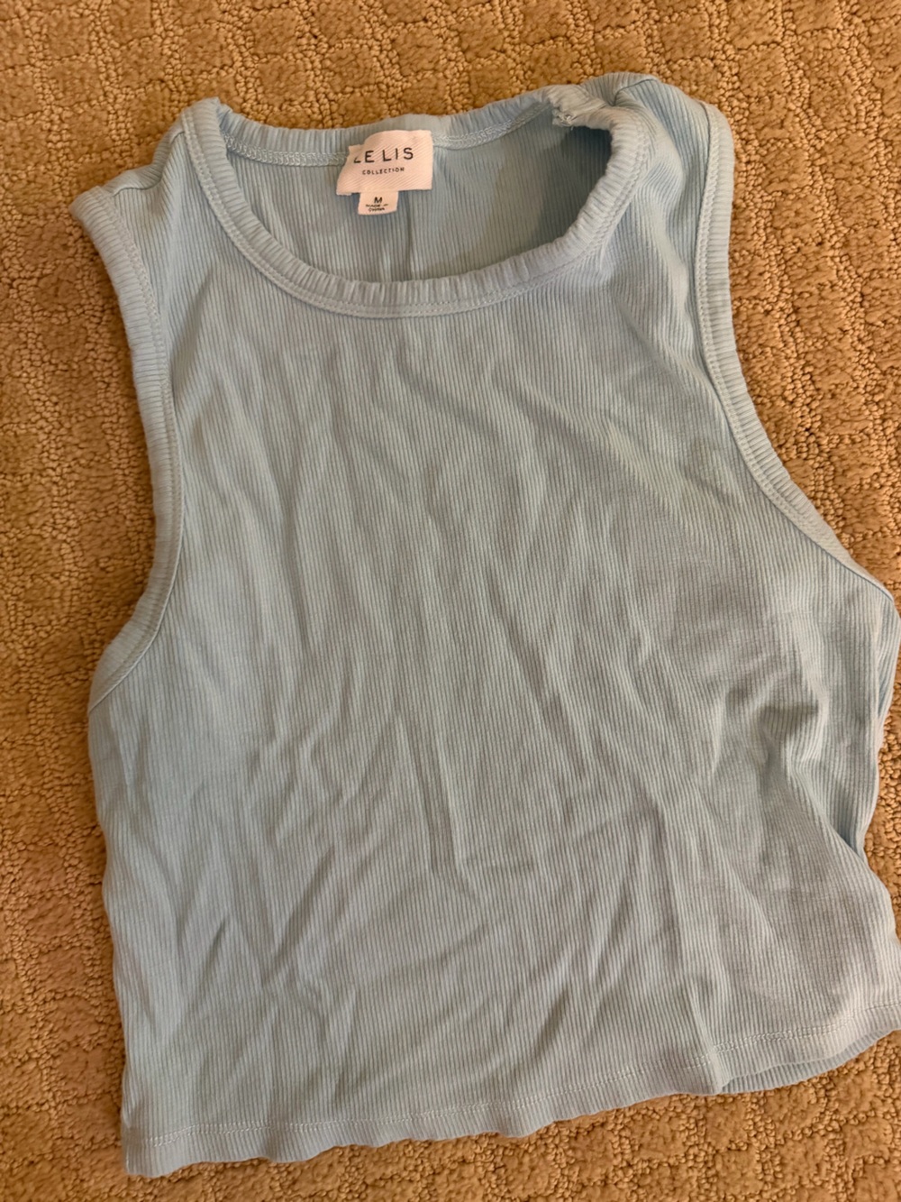 Women's Light Blue Ribbed Tank Top